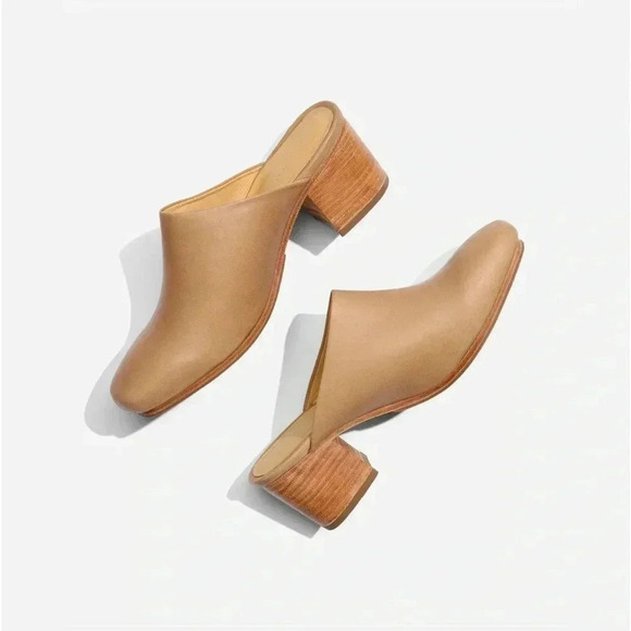 Nisolo Shoes - NEW Nisolo Almond Toe Waterproof Heeled Mules Modern Workwear Minimal Womens 8.5